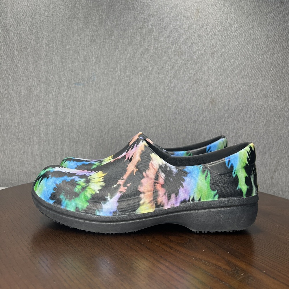 Crocs Neria Pro II Shoes Women's 10 Black Tie Dye Clog Comfort Platform Slip On